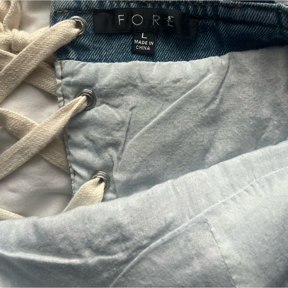NWOT Fore Lace up denim crop top - Picture 5 of 5